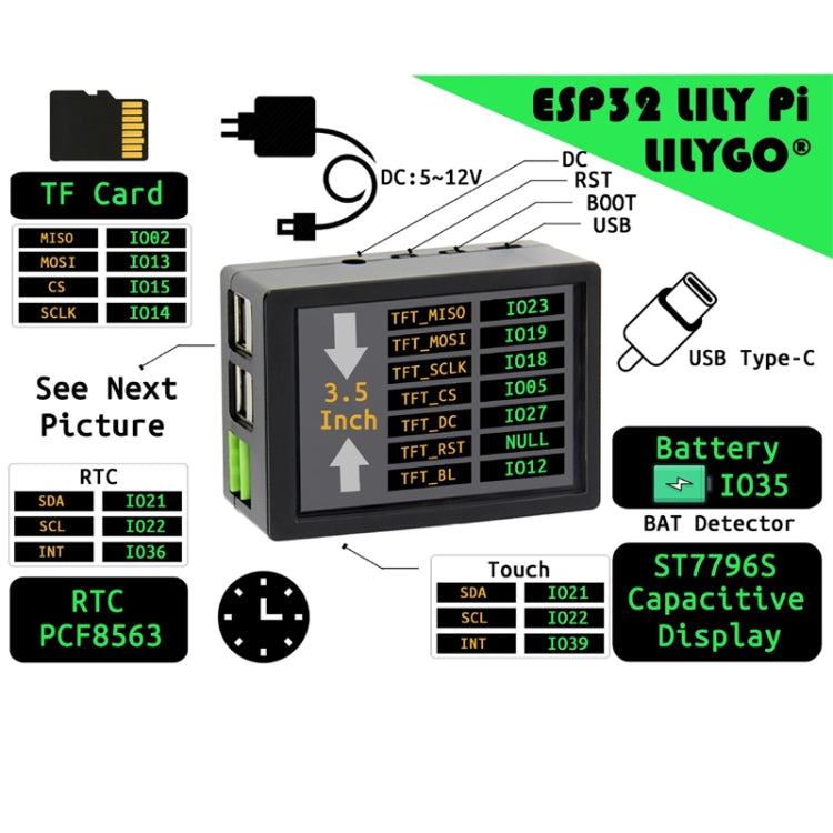 Lily Pi ESP32 Chip WiFi Bluetooth 3.5 Inch Capacitive Touch Screen 5V Relay USB Expansion Port(USB To TTL) - LCD & LED Display Module by LILY Pi | Online Shopping South Africa | PMC Jewellery | Buy Now Pay Later Mobicred