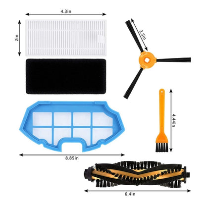 For ECOVACS  N79S / DN620 / 500 4pairs Side Brushes+ 6pcs Filters+Roller Brush - For ECOVACS Accessories by PMC Jewellery | Online Shopping South Africa | PMC Jewellery | Buy Now Pay Later Mobicred