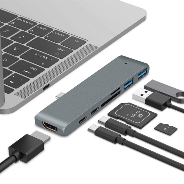 TYPE-C To 4K HDMI HUB Docking Station TF/SD Card Reader For MacBook Pro(Grey) - USB HUB by PMC Jewellery | Online Shopping South Africa | PMC Jewellery | Buy Now Pay Later Mobicred