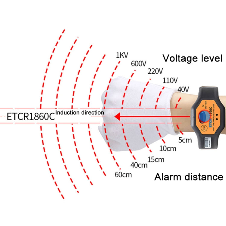 ETCR Non-contact High Voltage Alarm Ellectrician Test Pen, Model: ETCR1860C For Wrist - Current & Voltage Tester by ETCR | Online Shopping South Africa | PMC Jewellery