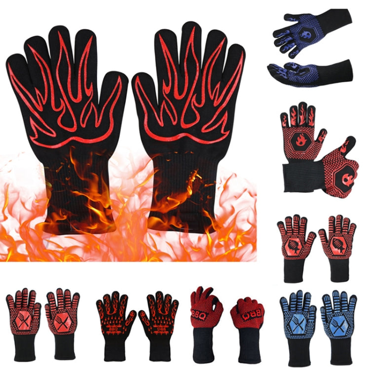 1 Pair High Temperature Resistant Silicone BBQ Gloves  Anti-Scalding Gloves(Fish Bone Red) - Safety Gloves by PMC Jewellery | Online Shopping South Africa | PMC Jewellery