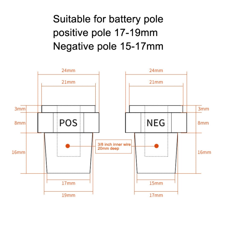 3 Pairs Car Battery Pile Header Circular Column Battery Maintenance Modification Accessories - Booster Cable & Clip by PMC Jewellery | Online Shopping South Africa | PMC Jewellery