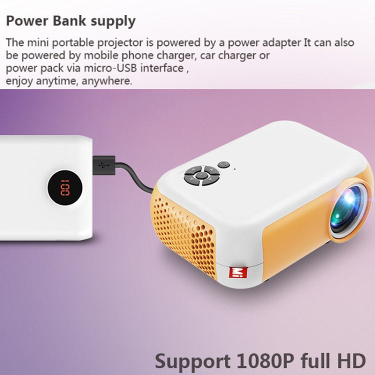 A10 480x360 Pixel Projector Support 1080P Projector ,Style: Same-screen White Yellow (UK Plug) - Mini Projector by PMC Jewellery | Online Shopping South Africa | PMC Jewellery | Buy Now Pay Later Mobicred