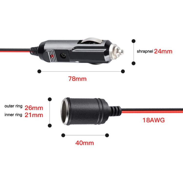 12-24V Car Cigarette Lighter Plug Extension Line, Cable Length 3.7m - Cigar Socket by PMC Jewellery | Online Shopping South Africa | PMC Jewellery