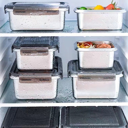 Refrigerator Refrigerated Storage Stainless Steel Airtight Crisper, Capacity: Rectangular 1000ML - Cutlery Sets by PMC Jewellery | Online Shopping South Africa | PMC Jewellery