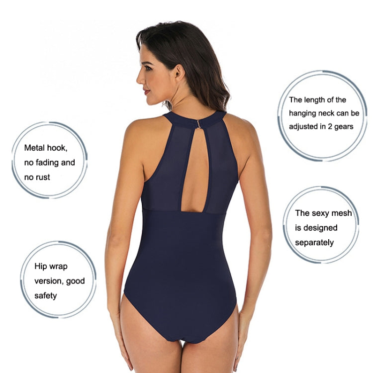 DS109 Ladies Slim And Conservative Halter Neck Swimsuit, Size: XL(Navy) - Swimwear by PMC Jewellery | Online Shopping South Africa | PMC Jewellery