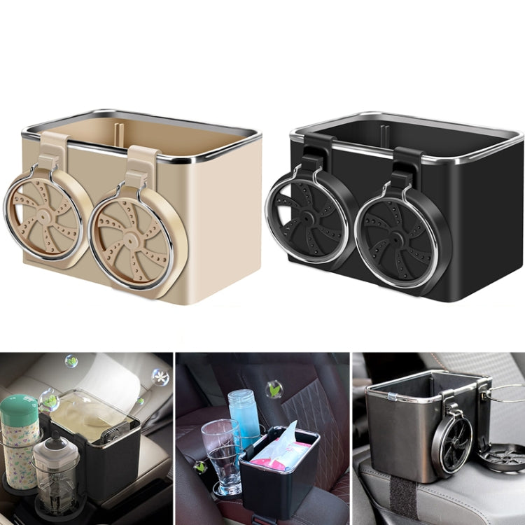 Car Paper Box Hanging Armrest Box Storage Box Cup Holder(Beige Double Cup) - Tissue Boxes by PMC Jewellery | Online Shopping South Africa | PMC Jewellery