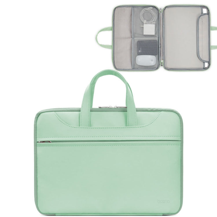 Baona BN-Q006 PU Leather Full Opening Laptop Handbag For 14 inches(Light Green) - 15 inch by Baona | Online Shopping South Africa | PMC Jewellery | Buy Now Pay Later Mobicred