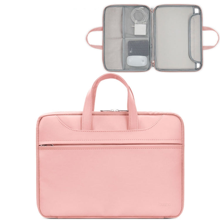 Baona BN-Q006 PU Leather Full Opening Laptop Handbag For 15/15.6/16 inches(Pink) - 15.6 - 17 inch by Baona | Online Shopping South Africa | PMC Jewellery | Buy Now Pay Later Mobicred