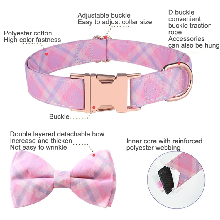 Rose Gold Buckle Pet Detachable Bow Collar, Size: XL 2.5x43-70cm(Blue Bellland) - Collars by PMC Jewellery | Online Shopping South Africa | PMC Jewellery