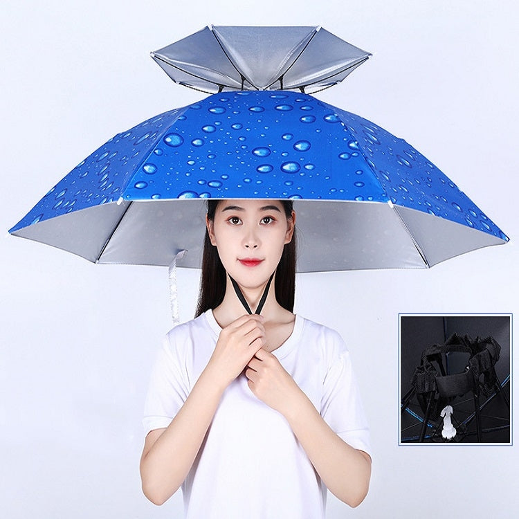 Double-layer Fishing Umbrella Hat Outdoor Sunscreen And Rainproof Folding Umbrella Hat, Color: 95 Blue (Elastic Band) - Umbrellas by PMC Jewellery | Online Shopping South Africa | PMC Jewellery