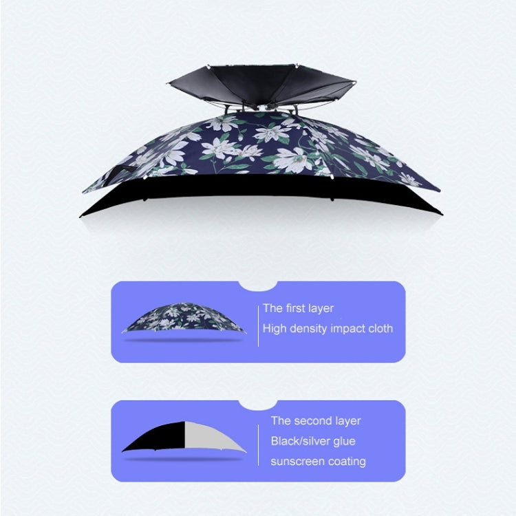 Double-layer Fishing Umbrella Hat Outdoor Sunscreen And Rainproof Folding Umbrella Hat, Color: 95 Camellia Vinyl (Rubber Sleeve) - Umbrellas by PMC Jewellery | Online Shopping South Africa | PMC Jewellery