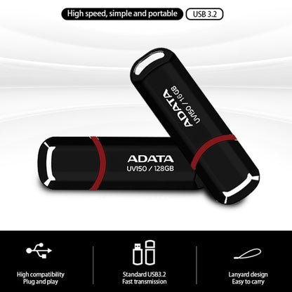 ADATA UV150 High Speed USB3.1 Business USB Flash Drive, Capacity: 128GB(Black) - USB Flash Drives by ADATA | Online Shopping South Africa | PMC Jewellery | Buy Now Pay Later Mobicred