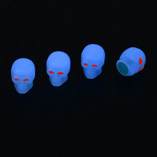 1 Sets Car Tire Luminous Valve Cap Motorcycle Skull Valve Core Cap(Blue) - Tire Valve Caps by PMC Jewellery | Online Shopping South Africa | PMC Jewellery