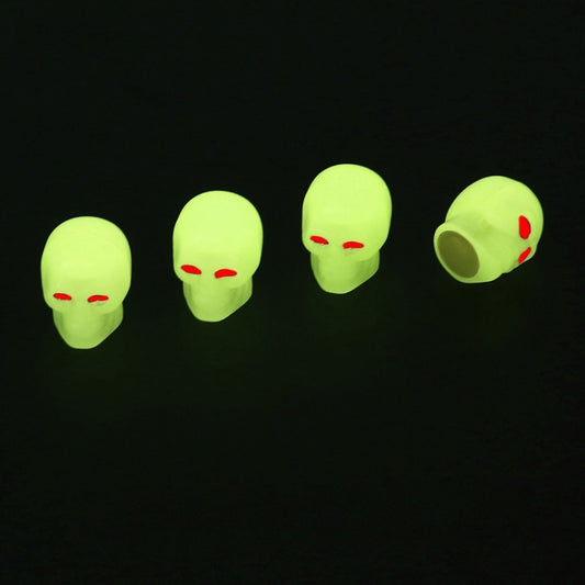 1 Sets Car Tire Luminous Valve Cap Motorcycle Skull Valve Core Cap (Yellow) - Tire Valve Caps by PMC Jewellery | Online Shopping South Africa | PMC Jewellery