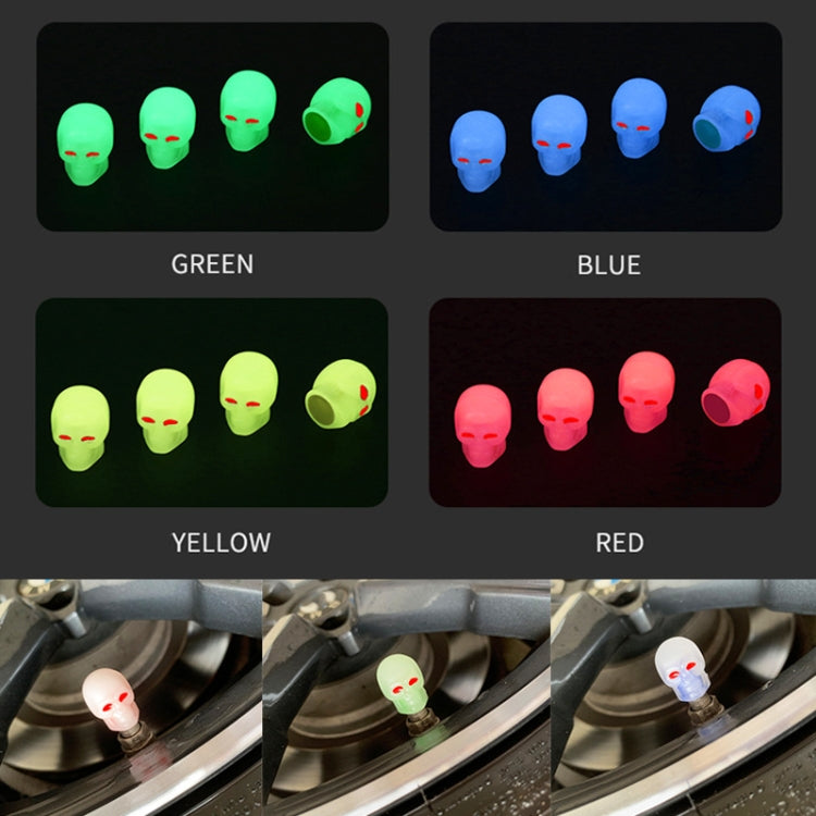 1 Sets Car Tire Luminous Valve Cap Motorcycle Skull Valve Core Cap(Red) - Tire Valve Caps by PMC Jewellery | Online Shopping South Africa | PMC Jewellery