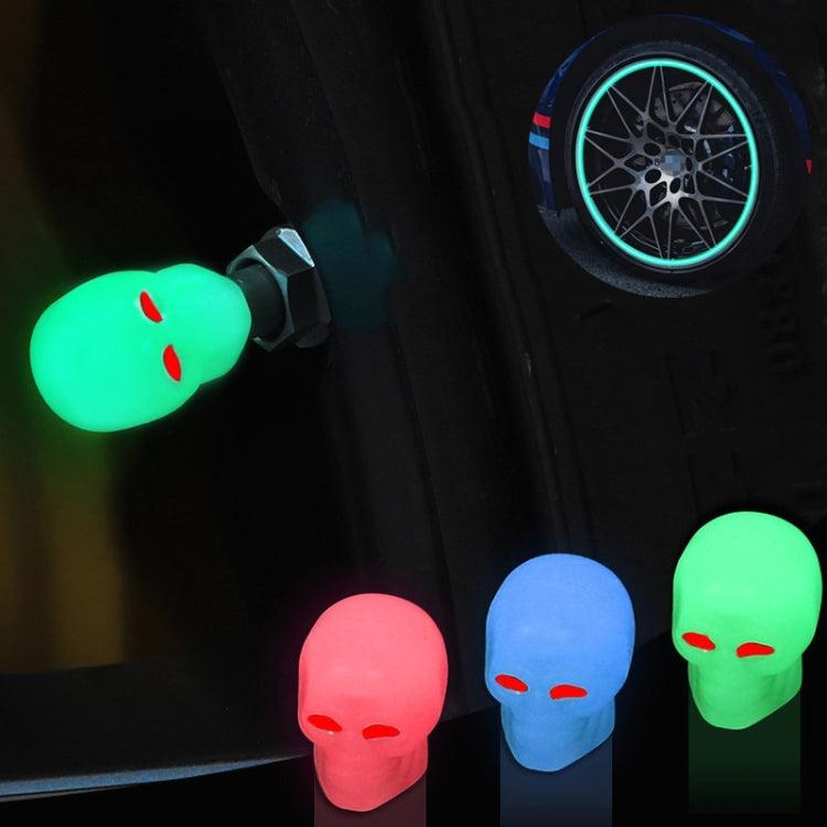 1 Sets Car Tire Luminous Valve Cap Motorcycle Skull Valve Core Cap(Blue) - Tire Valve Caps by PMC Jewellery | Online Shopping South Africa | PMC Jewellery