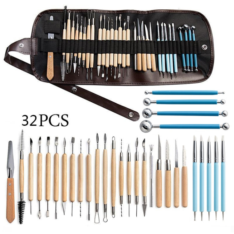 32 In 1 Pottery Tool Set Pottery Clay Stone Carving Knife DIY Clay Combination Tool - Burin &Cutting Knife by PMC Jewellery | Online Shopping South Africa | PMC Jewellery