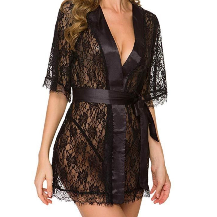 Women Lace Cutout Nightgown Sexy Suit, Size: L(Black) - Pajamas & Bathrobe by PMC Jewellery | Online Shopping South Africa | PMC Jewellery
