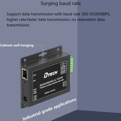 DTECH IOT9031 RS232/485/422 To TCP 3 In 1 Serial Server, CN Plug - RS485 / RS232 Series by PMC Jewellery | Online Shopping South Africa | PMC Jewellery | Buy Now Pay Later Mobicred