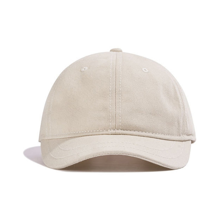 Soft Top Retro All-match Short-brimmed Hat Big Head Peaked Cap(Beige White) - Peaked Cap by PMC Jewellery | Online Shopping South Africa | PMC Jewellery