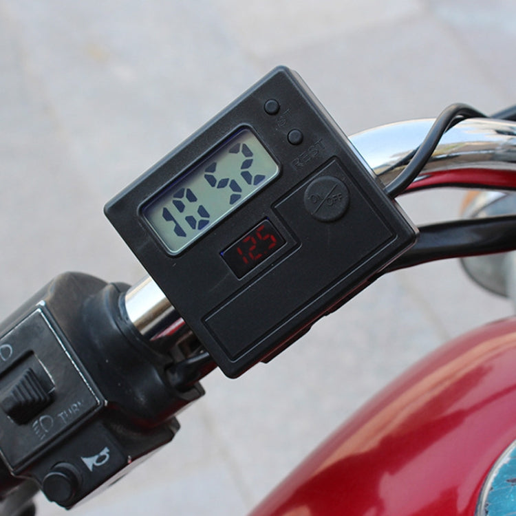 Motorcycle Clock Digital Display Dual USB Phone Charger Waterproof 5V 3A Fast Charge(Black) - Battery Charger by PMC Jewellery | Online Shopping South Africa | PMC Jewellery | Buy Now Pay Later Mobicred