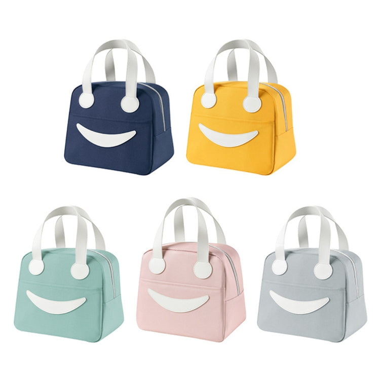 Smiley Lunch Bag with Leather Handles, Size: L (Green) - Lunch Bags by PMC Jewellery | Online Shopping South Africa | PMC Jewellery
