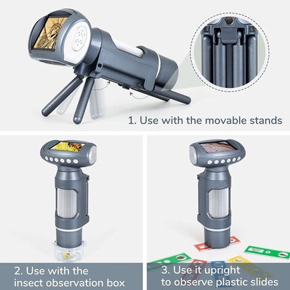 Children Camera Microscope USB Electronic Microscope Digital Magnifying Glass(Silver Gray) - Digital Microscope by PMC Jewellery | Online Shopping South Africa | PMC Jewellery | Buy Now Pay Later Mobicred