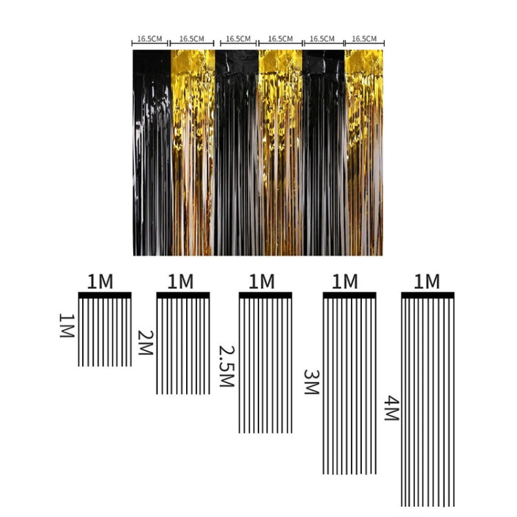 Black And Gold Rain Curtain Festival Party Decoration Props, Size: 1x2M - Holiday Decorations by PMC Jewellery | Online Shopping South Africa | PMC Jewellery