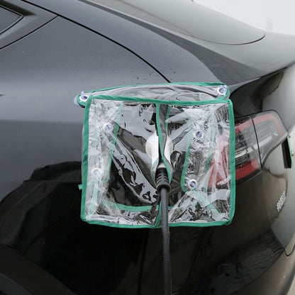 New Energy Vehicle Charging Waterproof Cover With Reflective Strip(Transparent Green Edge) - Waterproof Covers by PMC Jewellery | Online Shopping South Africa | PMC Jewellery