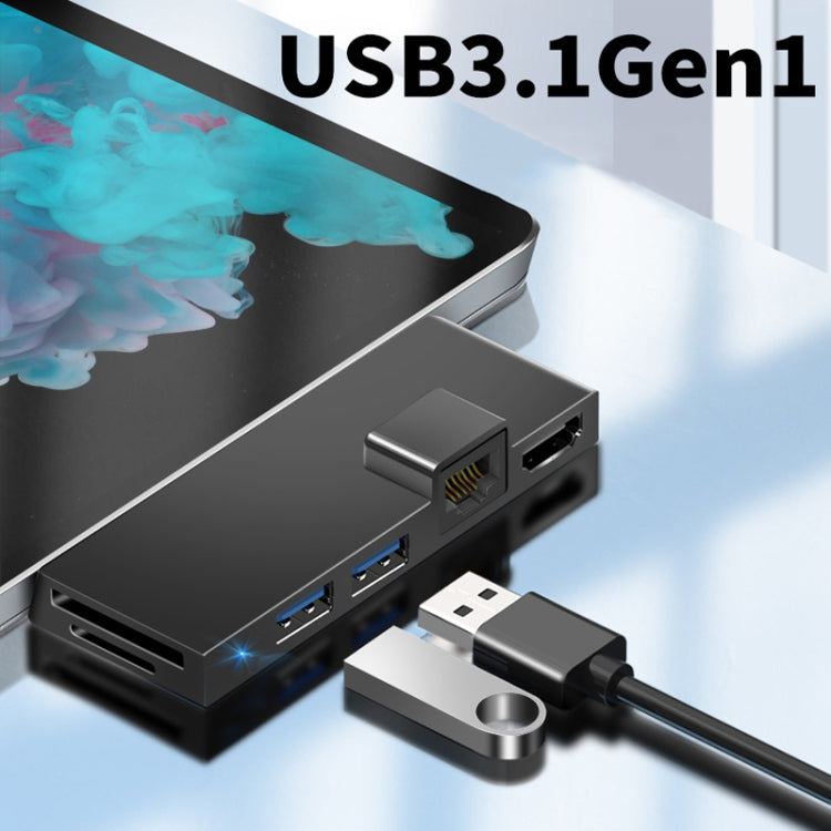 W05 8 In 1 USB3.1 Gne1 Ethernet RJ45 Converter For Surface Pro4/5/6(Black) - USB HUB by PMC Jewellery | Online Shopping South Africa | PMC Jewellery | Buy Now Pay Later Mobicred