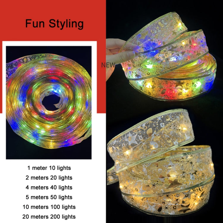 Christmas LED Lights Bronzing Double Ribbon String Lights, Specification: 10m(Silver Warm Light) - Decoration Lamps by PMC Jewellery | Online Shopping South Africa | PMC Jewellery