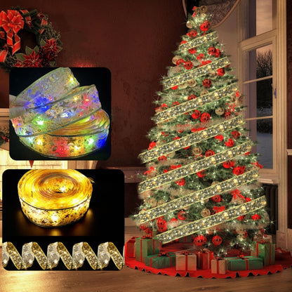 Christmas LED Lights Bronzing Double Ribbon String Lights, Specification: 4m(Silver Warm Light) - Decoration Lamps by PMC Jewellery | Online Shopping South Africa | PMC Jewellery
