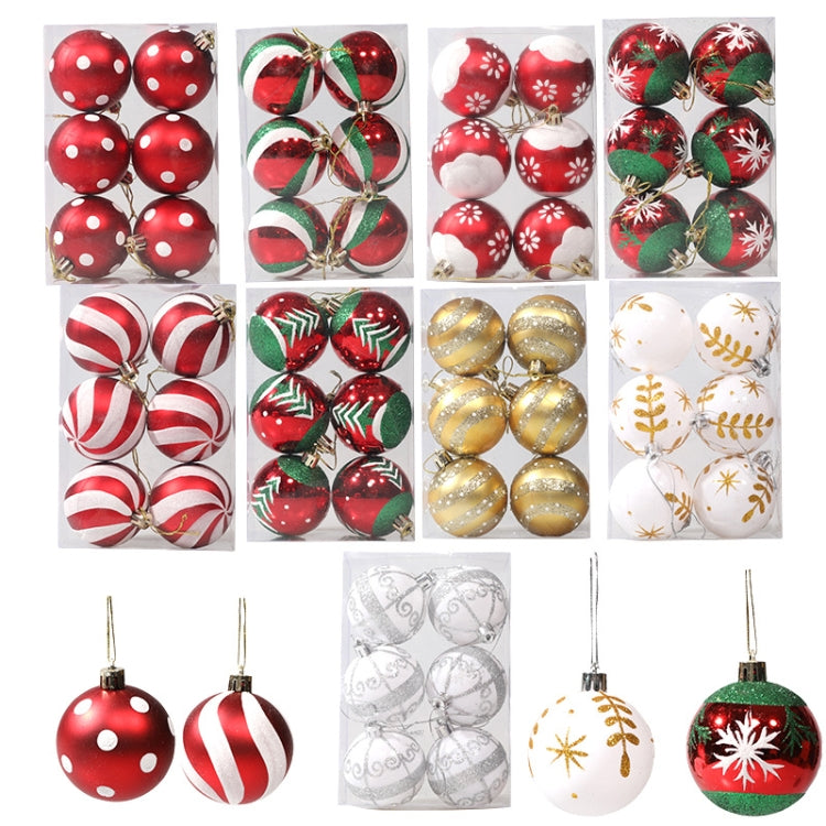 6pcs/pack 6cm Painted Christmas Ball Decoration Props(Red and White Spiral Stripes) - Ornaments by PMC Jewellery | Online Shopping South Africa | PMC Jewellery