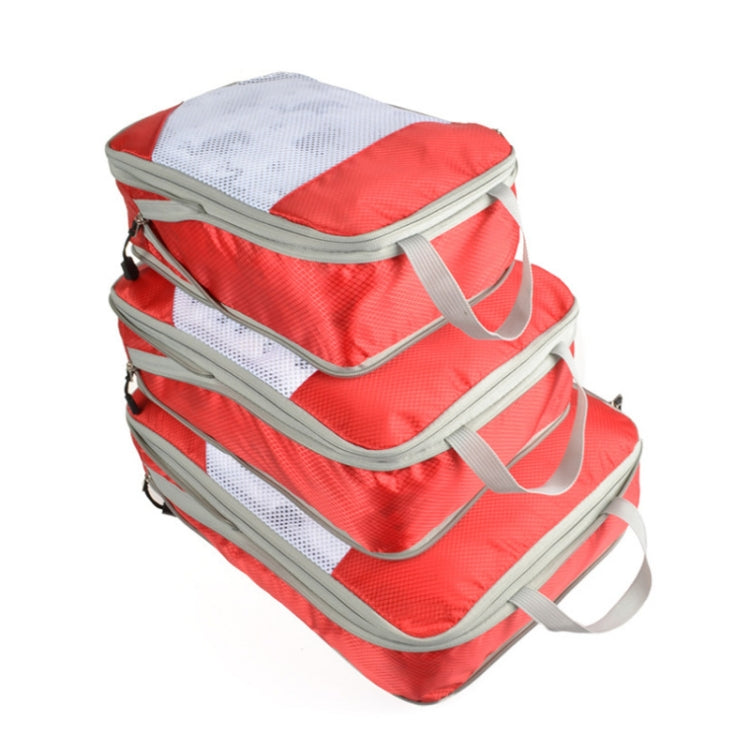 3 PCS/Set Travel Waterproof Compression Clothes Storage Bag(Red With Net) - Storage Bags by PMC Jewellery | Online Shopping South Africa | PMC Jewellery