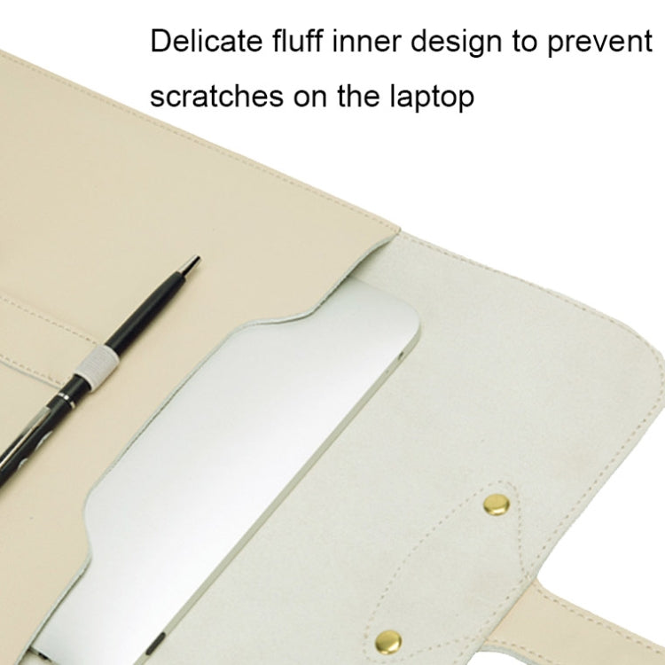 S177 3 In 1 Leather Waterproof Laptop Liner Bags, Size: 13 inches(Light Yellow) - 13.3 inch by PMC Jewellery | Online Shopping South Africa | PMC Jewellery | Buy Now Pay Later Mobicred