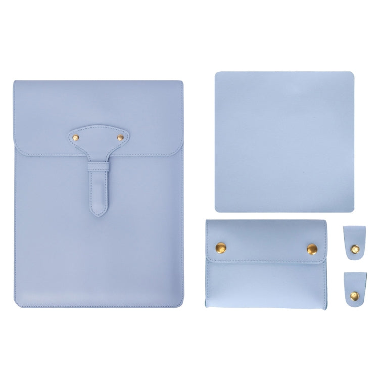 S177 3 In 1 Leather Waterproof Laptop Liner Bags, Size: 14 inches(Baby Blue) - 14.1 inch by PMC Jewellery | Online Shopping South Africa | PMC Jewellery | Buy Now Pay Later Mobicred