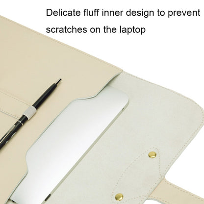 S177 3 In 1 Leather Waterproof Laptop Liner Bags, Size: 14 inches(Light Yellow) - 14.1 inch by PMC Jewellery | Online Shopping South Africa | PMC Jewellery | Buy Now Pay Later Mobicred