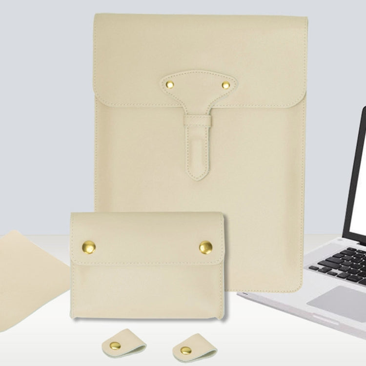 S177 3 In 1 Leather Waterproof Laptop Liner Bags, Size: 15 inches(Avocado Green) - 15 inch by PMC Jewellery | Online Shopping South Africa | PMC Jewellery | Buy Now Pay Later Mobicred