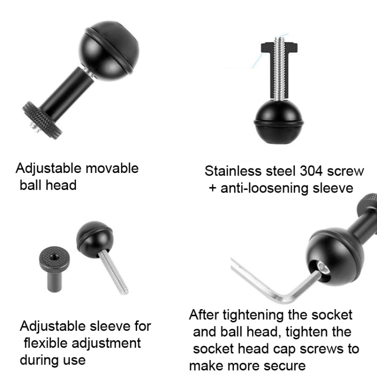 Ball Head Adapter Adjustable Screw Fixed Mount  Camera Underwater Diving Photography Lights Bracket(M5 Screw Black) - Connection Mount by PMC Jewellery | Online Shopping South Africa | PMC Jewellery | Buy Now Pay Later Mobicred