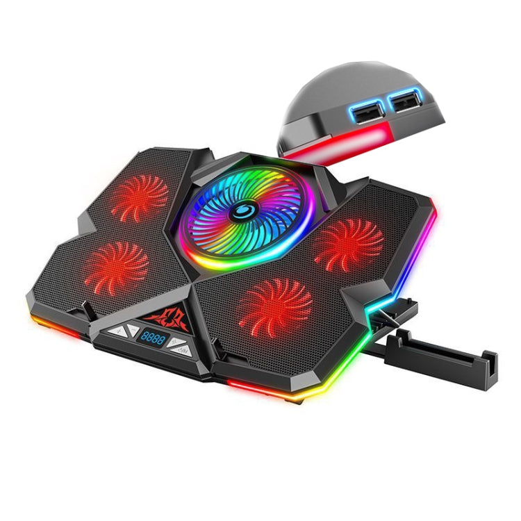 CoolCold  Five Fans 2 USB Ports Laptop Cooler Gaming Notebook Cool Stand,Version: Touch Symphony Red - Cooling Pads by CoolCold | Online Shopping South Africa | PMC Jewellery | Buy Now Pay Later Mobicred