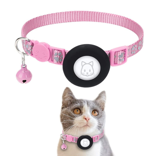 Pet Cat Reflective Collar with Bell for Airtag Tracker(Pink) - Pet Series by PMC Jewellery | Online Shopping South Africa | PMC Jewellery