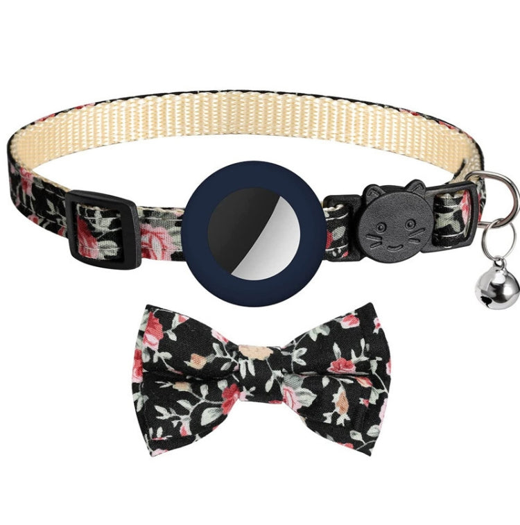 Anti-Lost Printed Bow Pet Collar with Bell for AirTag(Deep Blue) - Pet Series by PMC Jewellery | Online Shopping South Africa | PMC Jewellery