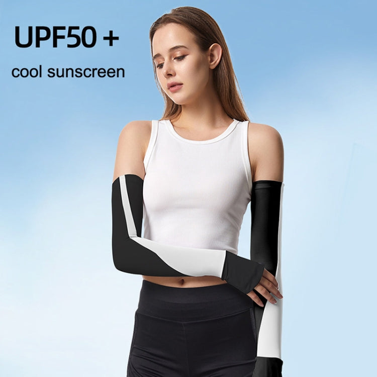 1 Pair Summer Sun Protection Extended Ice Sleeves UV Protection Arm Sleeves, Size: M(White+Purple) - Cuff by PMC Jewellery | Online Shopping South Africa | PMC Jewellery