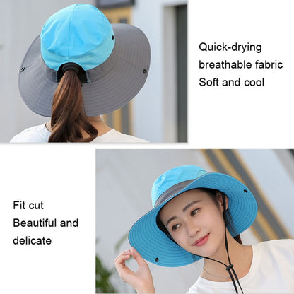 9002 Summer Women Outdoor Sun Hats Fisherman Hat With Ponytail Hole(Two-color Adult Blue) - Peaked Cap by PMC Jewellery | Online Shopping South Africa | PMC Jewellery