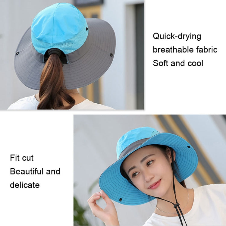 9002 Summer Women Outdoor Sun Hats Fisherman Hat With Ponytail Hole(Monochrome Adult Blue) - Peaked Cap by PMC Jewellery | Online Shopping South Africa | PMC Jewellery