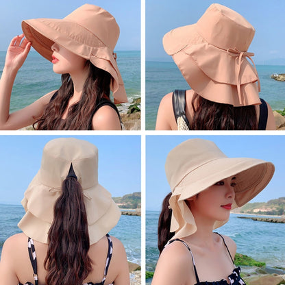 8062 Women Summer Neck Protection Sunscreen Hat Large Brim Fisherman Hat(Light Gray) - Peaked Cap by PMC Jewellery | Online Shopping South Africa | PMC Jewellery