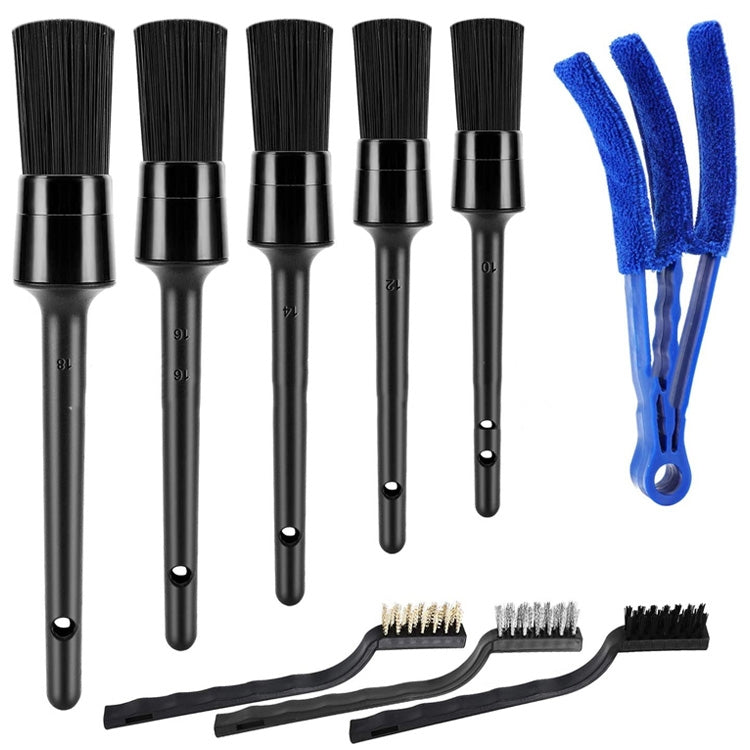 9 PCS / Set Car Interior Outlet Air Conditioning Brush Details Cleaning Brush(Black) - Car washing supplies by PMC Jewellery | Online Shopping South Africa | PMC Jewellery