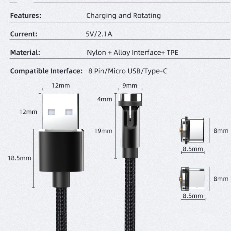 CC56 8Pin Magnetic Interface Dust Plug Rotating Data Charging Cable, Cbale Length: 1m(Silver) - Charging Cable & Head by PMC Jewellery | Online Shopping South Africa | PMC Jewellery | Buy Now Pay Later Mobicred