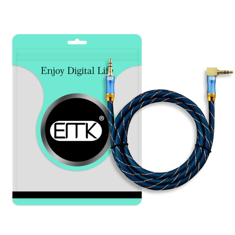 EMK 90-Degree Car 3.5mm Audio Cable Extension Cable, Cable Length: 3M(Blue) - Aux Cable by EMK | Online Shopping South Africa | PMC Jewellery | Buy Now Pay Later Mobicred